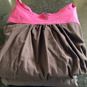 Landau women’s scrub set of two, medium/medium petite, pink and coffee brown